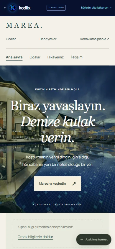 MAREA telefon görünümü
